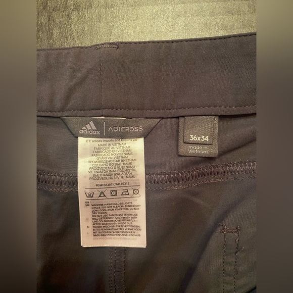 Adidas Golf Adicross Men’s Stretch Pants - Dark Grey / Black Size 36x32 - Picture 6 of 10
